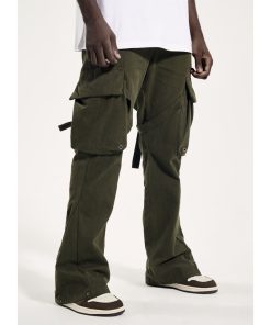 High Street Vibe Style Vujade Style Tie Tooling Pocket Flared Men'S Loose Trend Straight Trousers High street VIBE style VUJADE style tie tooling pocket flared men's loose trend straight trousers