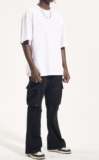 High Street Vibe Style Vujade Style Tie Tooling Pocket Flared Men'S Loose Trend Straight Trousers High street VIBE style VUJADE style tie tooling pocket flared men's loose trend straight trousers