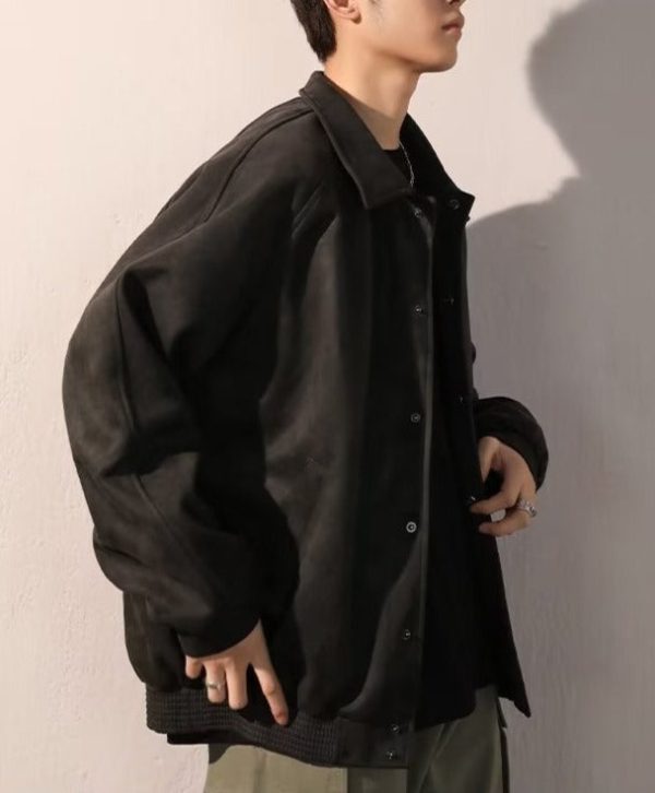 Men's Autumn Winter Suede Bomber Coat Autumn Top Jacket