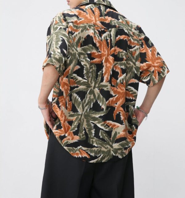 New Loose Retro Color Hong Kong Style Short Sleeve Suit Collar Shirt