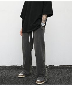 Slit loose terry sweatpants