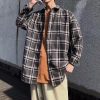 Men's Korean style loose plaid shirt jacket