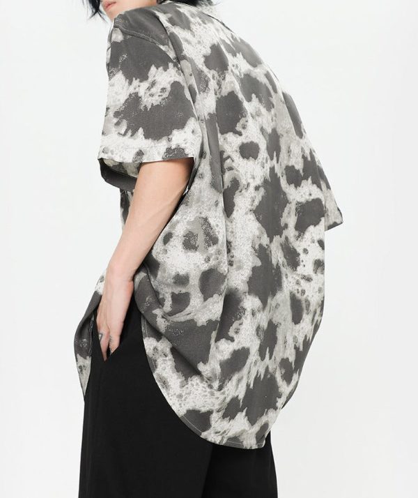 Summer Beach Japanese Short Sleeve Men Loose-fitting Retro Hong Kong Style Printed Shirt