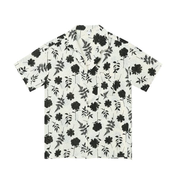 New Loose Hong Kong Style Retro Closure Collar Floral Short Sleeve Shirt
