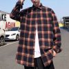 Men's Korean style loose plaid shirt jacket